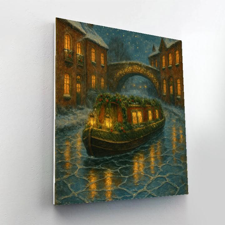 Starlit Christmas Canal Boat paint by number