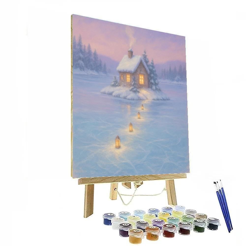 Christmas Cottage On Snowy Island Painting by numbers kit