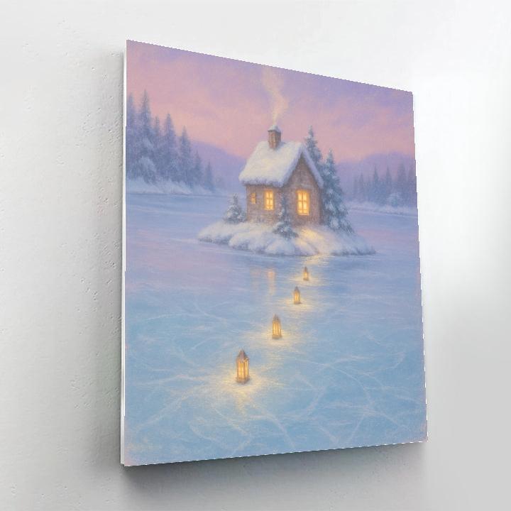 Christmas Cottage On Snowy Island Painting by numbers kit