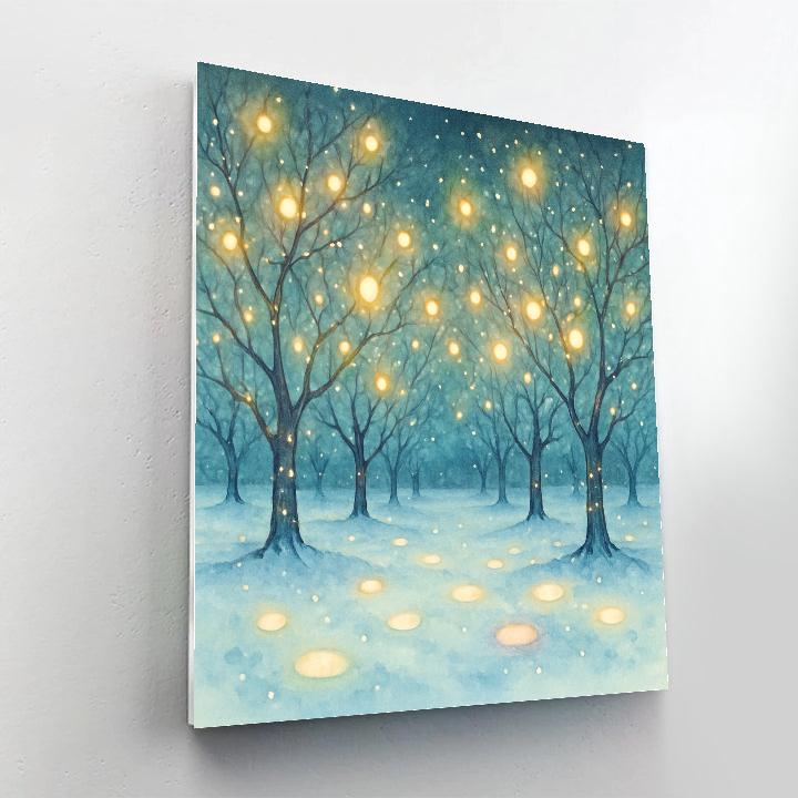 Christmas Fireflies In The Snowy Orchard Number painting