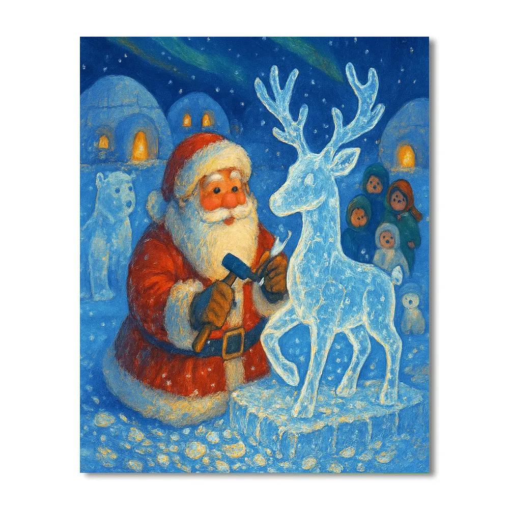 Santa Ice Sculptor At Polar Plaza Paint by numbers kits