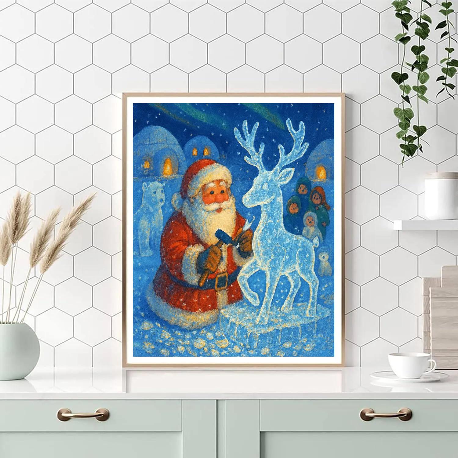 Santa Ice Sculptor At Polar Plaza Paint by numbers kits