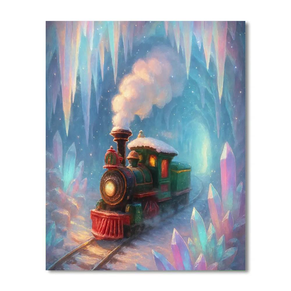 Christmas Train In The Crystal Cave paint by color