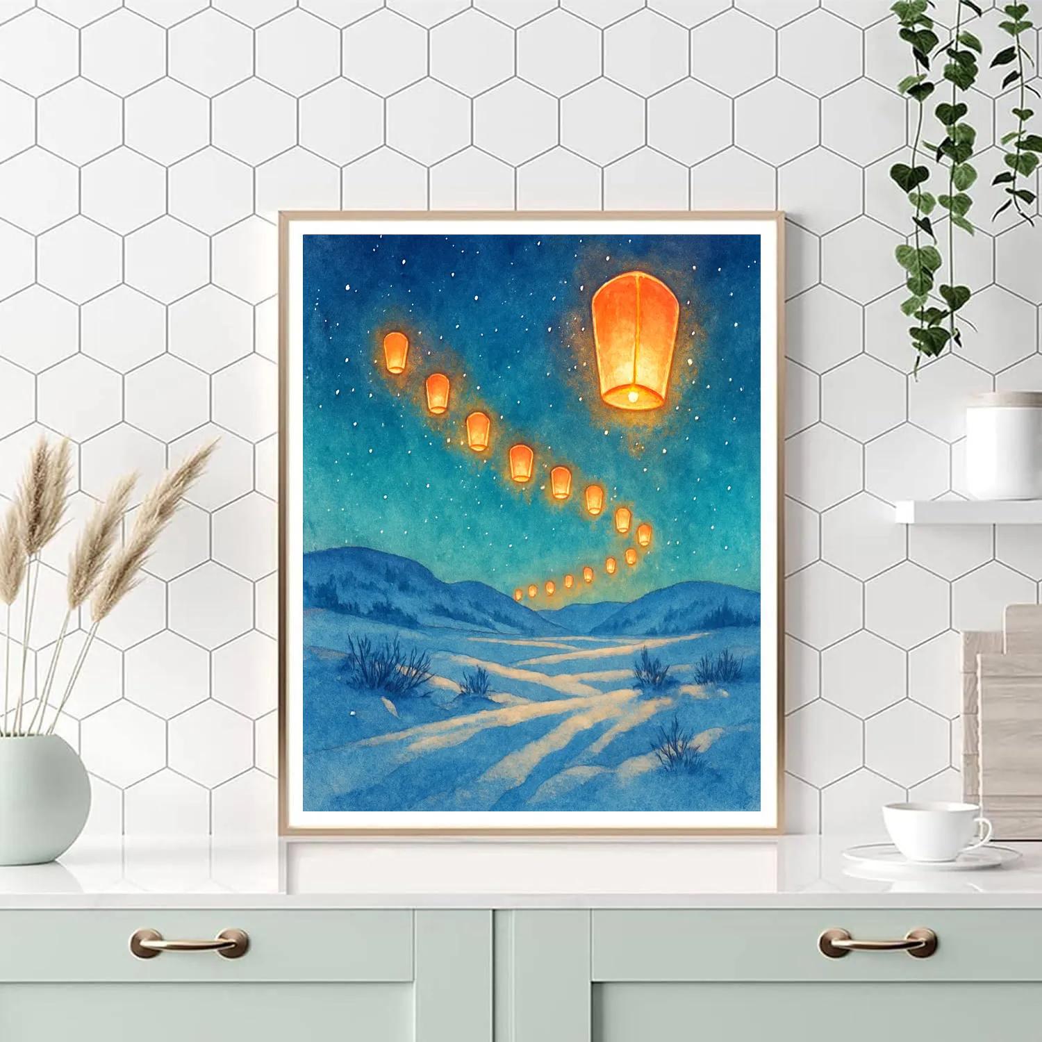 Christmas Polar Express Of Lanterns Painting by numbers kit