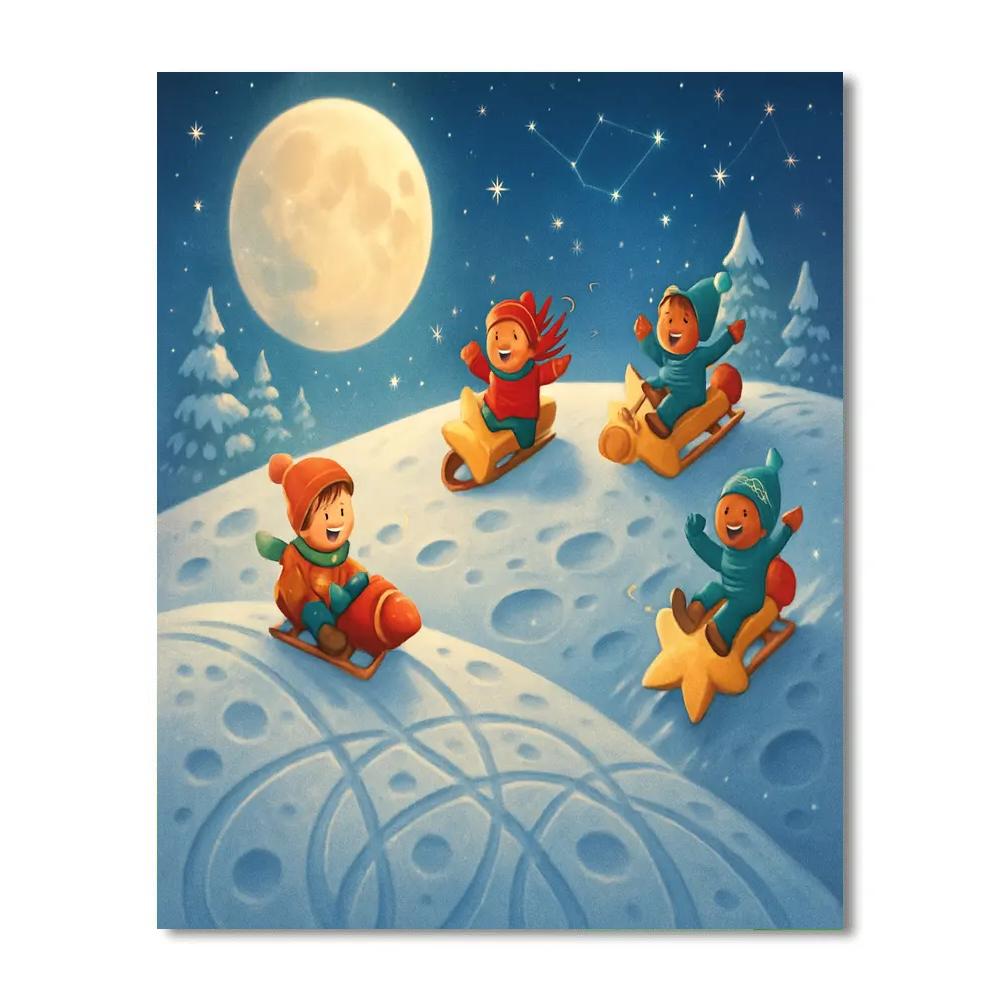 Christmas Lunar Sledding Hill Painting by numbers kit