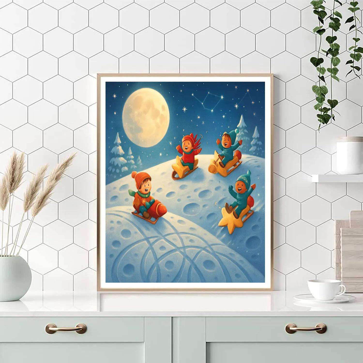 Christmas Lunar Sledding Hill Painting by numbers kit