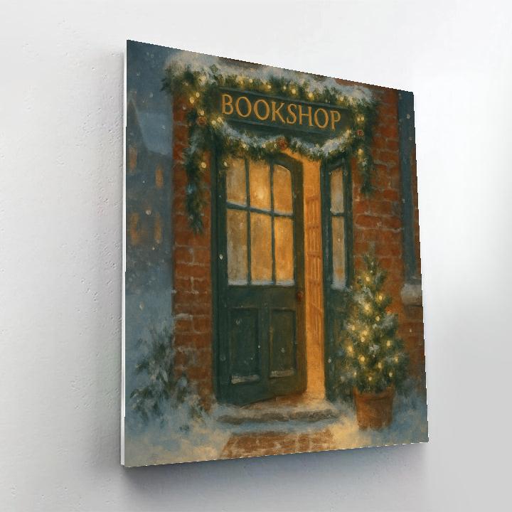 Christmas Night At The Bookshop Door paint by numbers