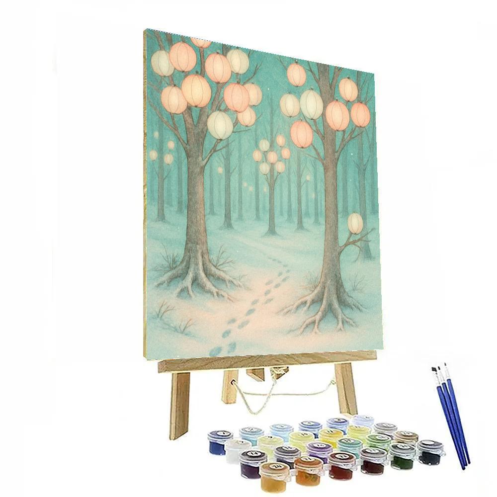 Christmas Forest Of Paper Lantern Trees DIY paint by numbers