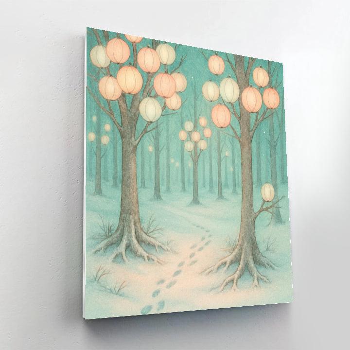 Christmas Forest Of Paper Lantern Trees DIY paint by numbers