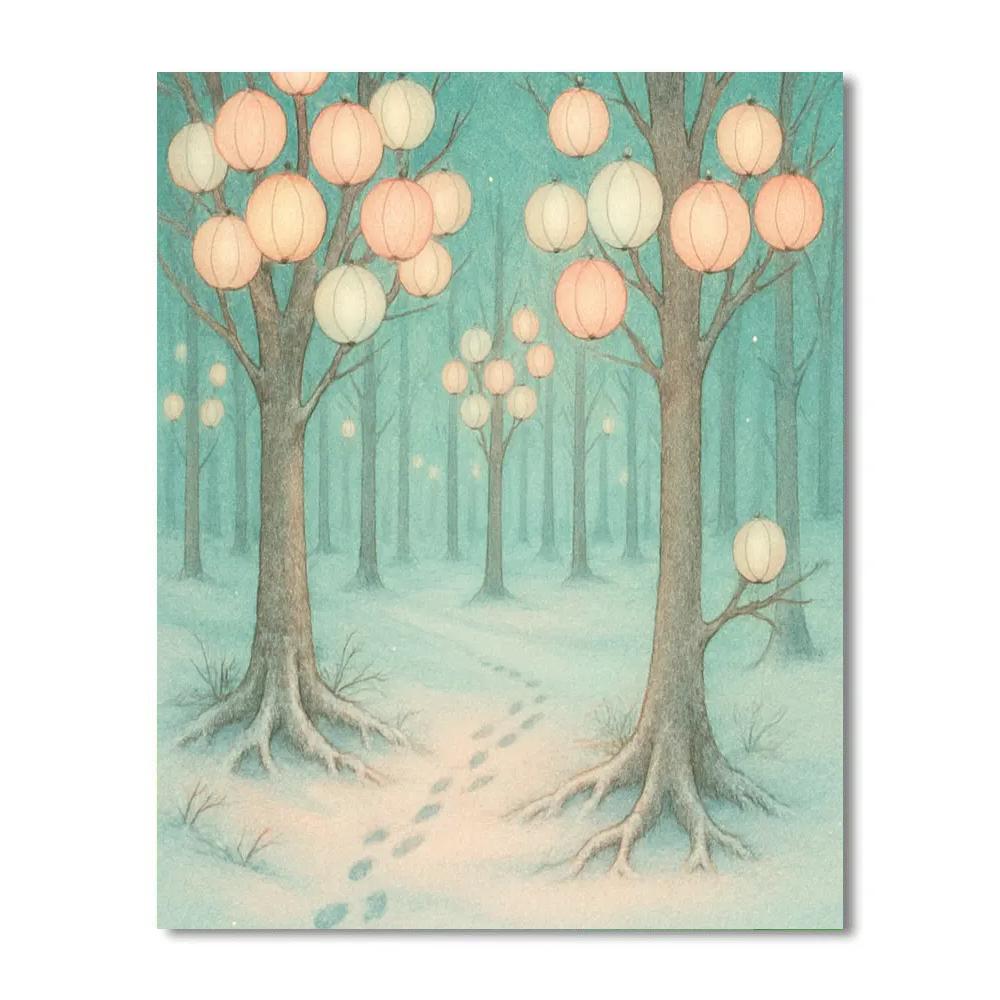 Christmas Forest Of Paper Lantern Trees DIY paint by numbers