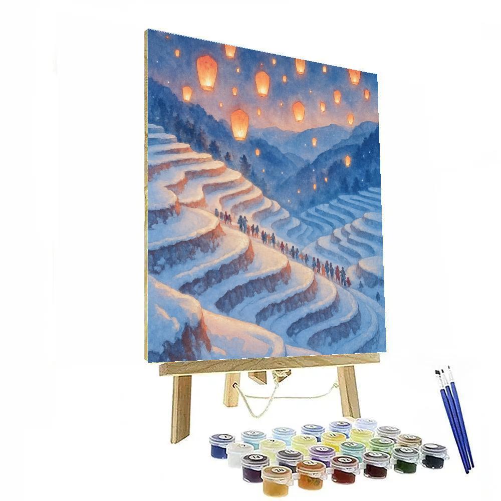 Christmas Sky Lanterns Over Frozen Rice Terraces DIY paint by numbers
