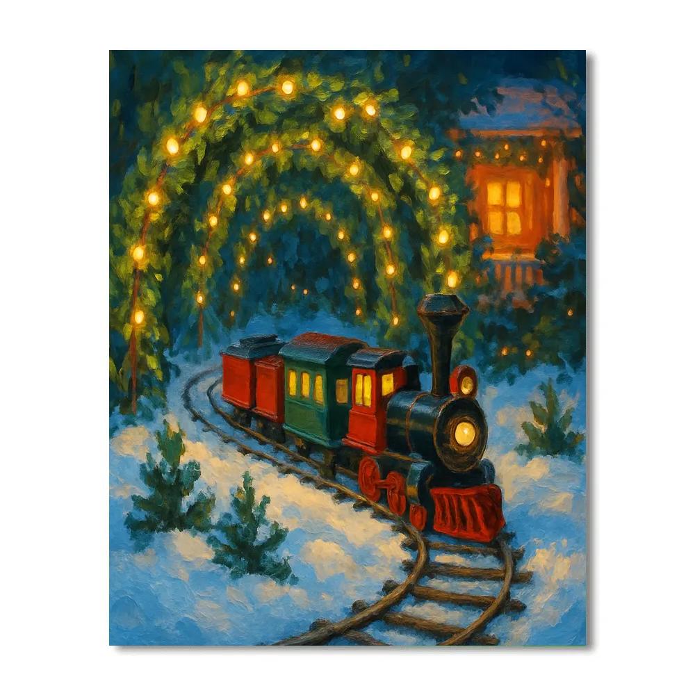 Christmas Garden Railway Under Snowy Arches Paint by numbers kits