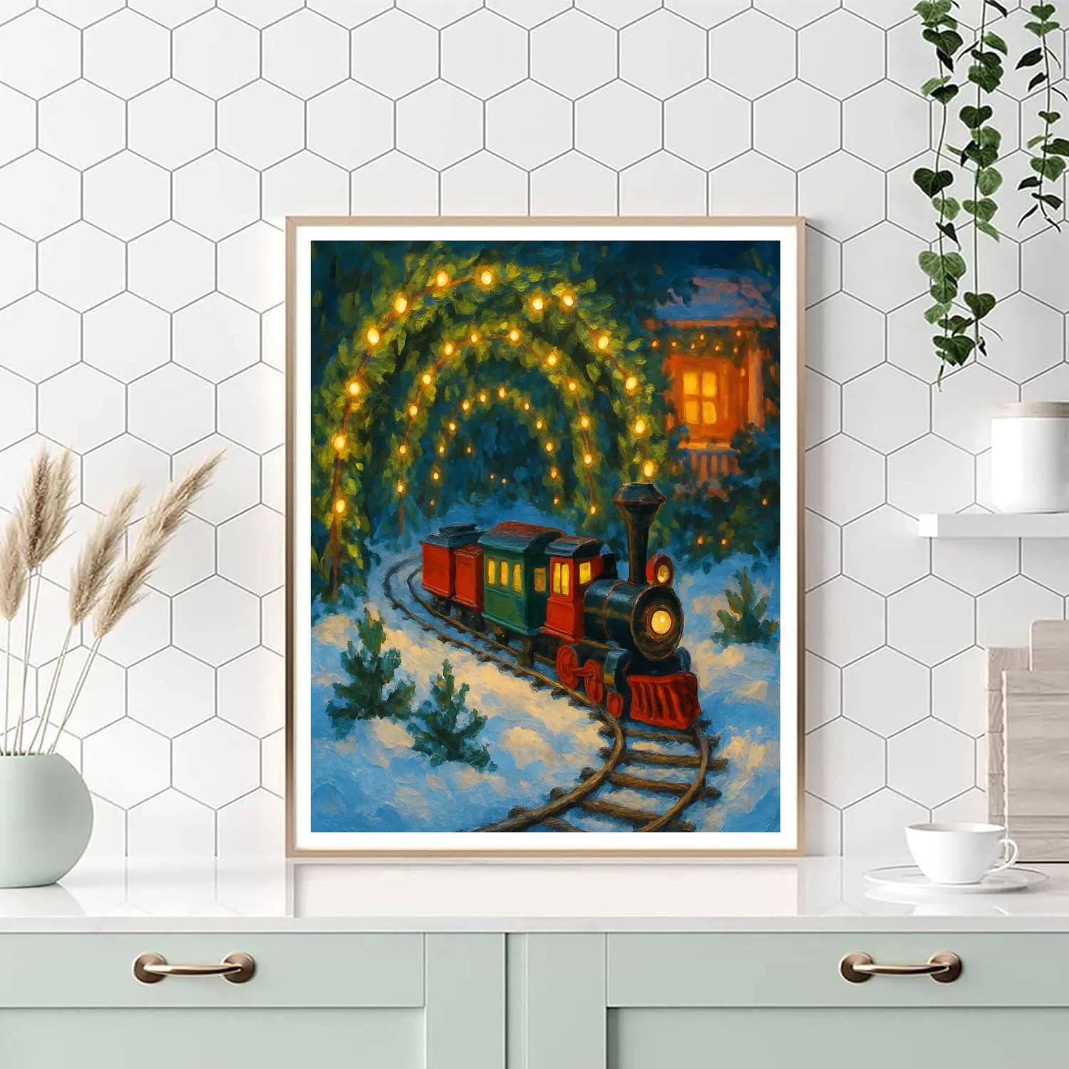Christmas Garden Railway Under Snowy Arches Paint by numbers kits