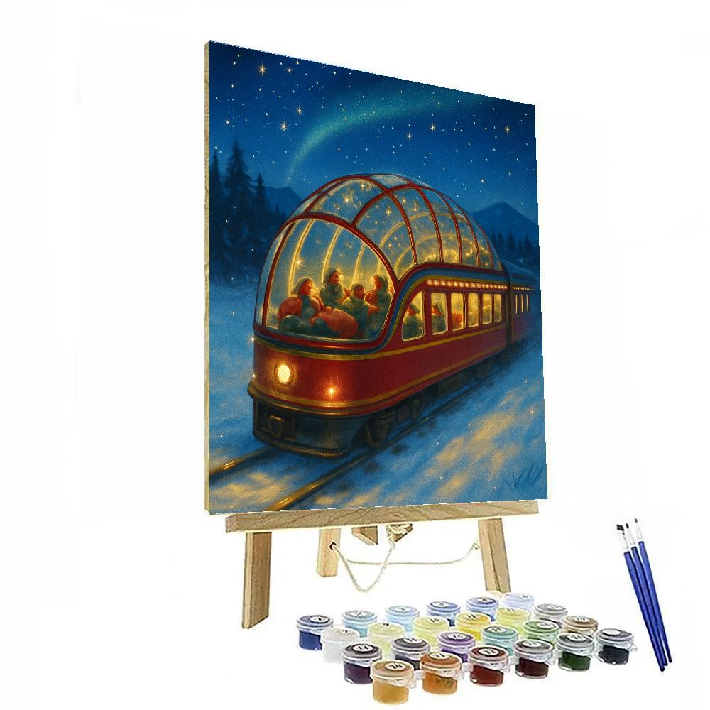 Christmas Night At The Snowy Observatory Train painting number kit