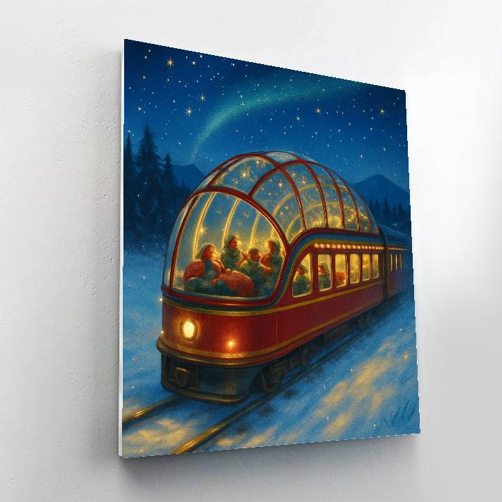 Christmas Night At The Snowy Observatory Train painting number kit