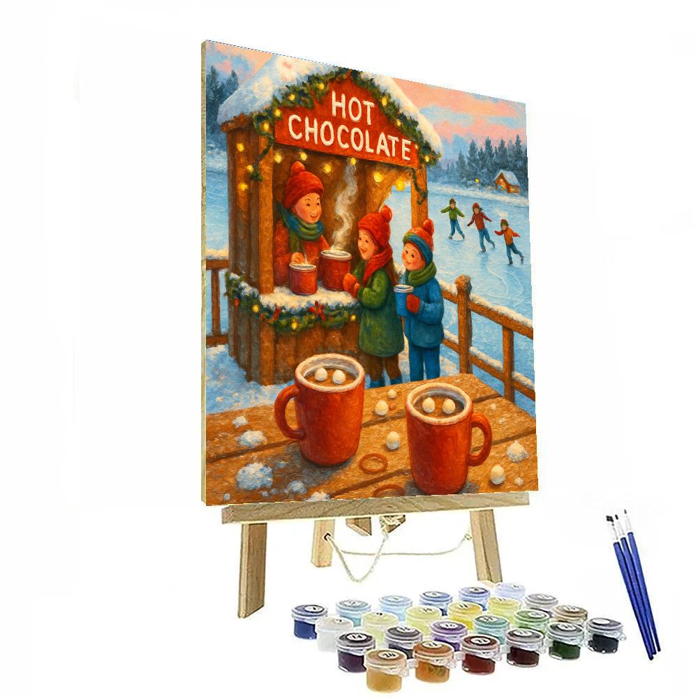 Christmas Hot Chocolate Stand On Frozen Pier paint by numbers