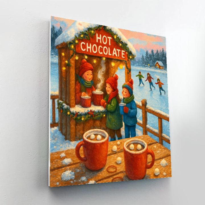 Christmas Hot Chocolate Stand On Frozen Pier paint by numbers