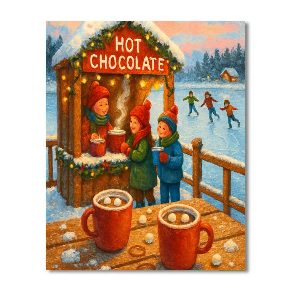 Christmas Hot Chocolate Stand On Frozen Pier paint by numbers