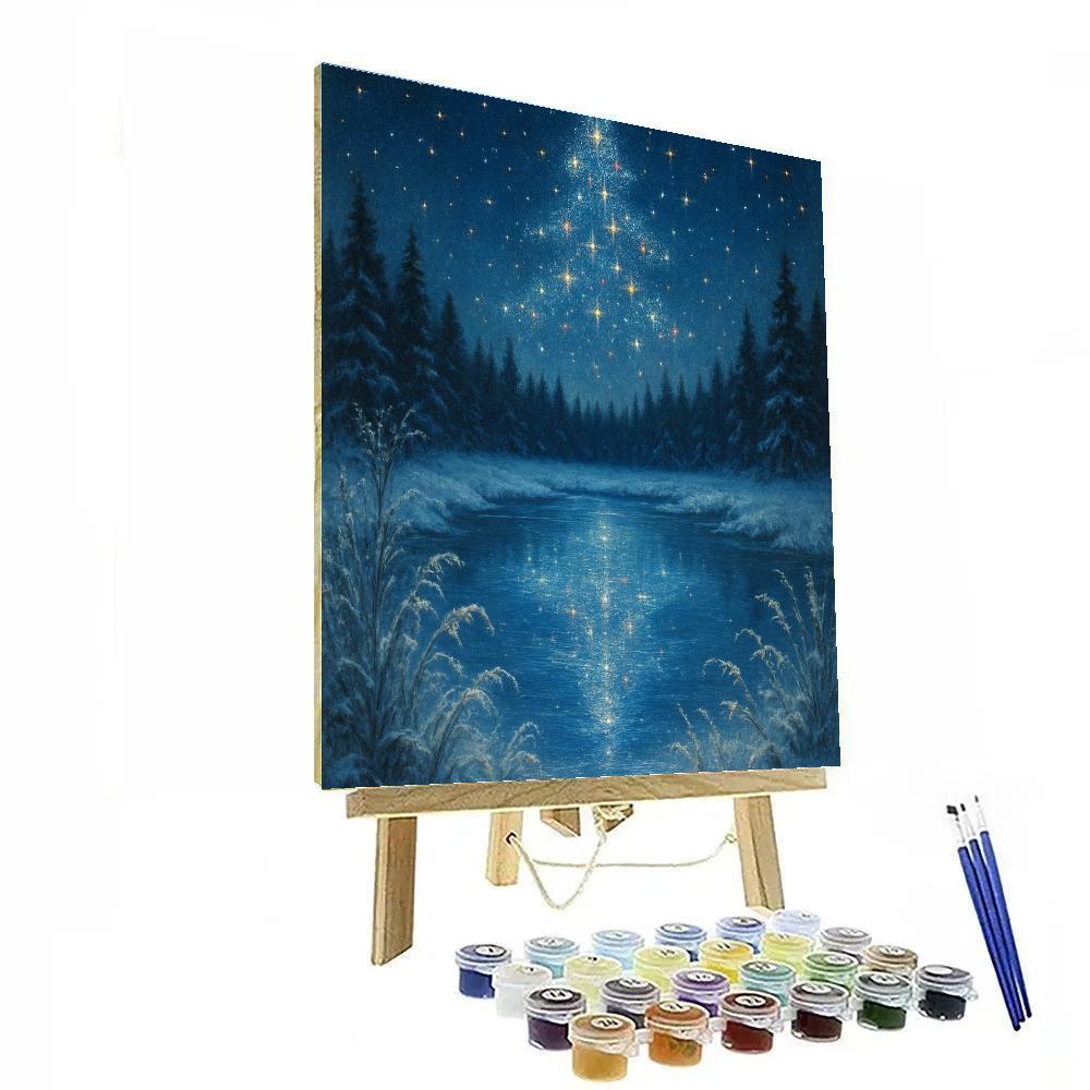 Christmas Constellation Over Forest Clearing painting number kit