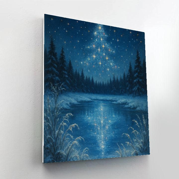 Christmas Constellation Over Forest Clearing painting number kit