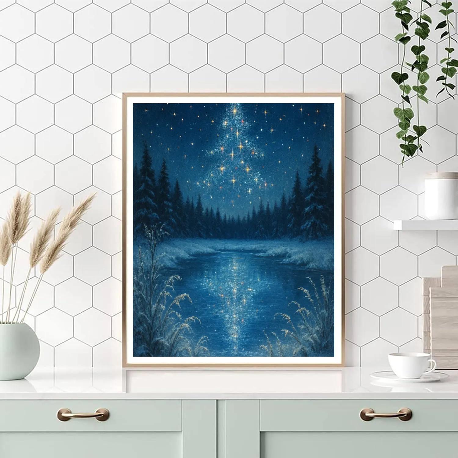 Christmas Constellation Over Forest Clearing painting number kit