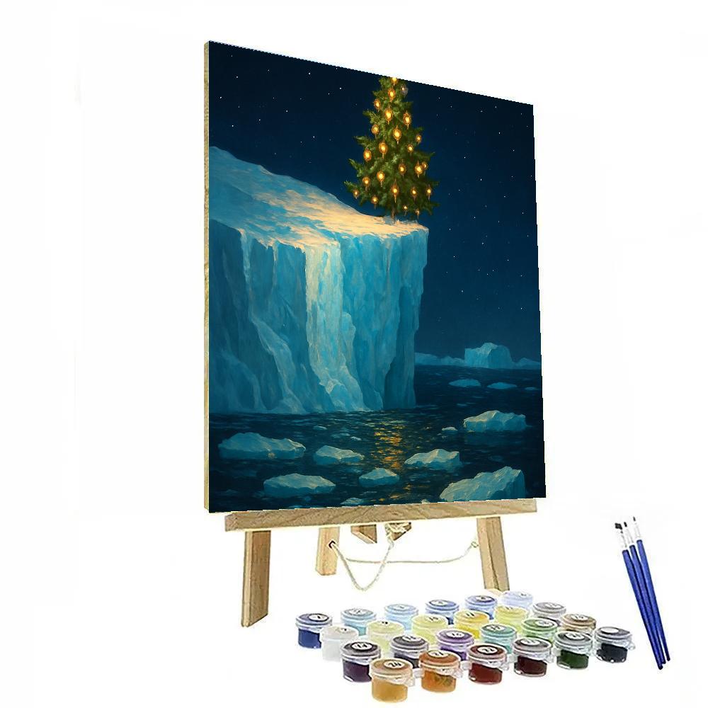 Christmas Polar Tree On Iceberg Cliff paint by color