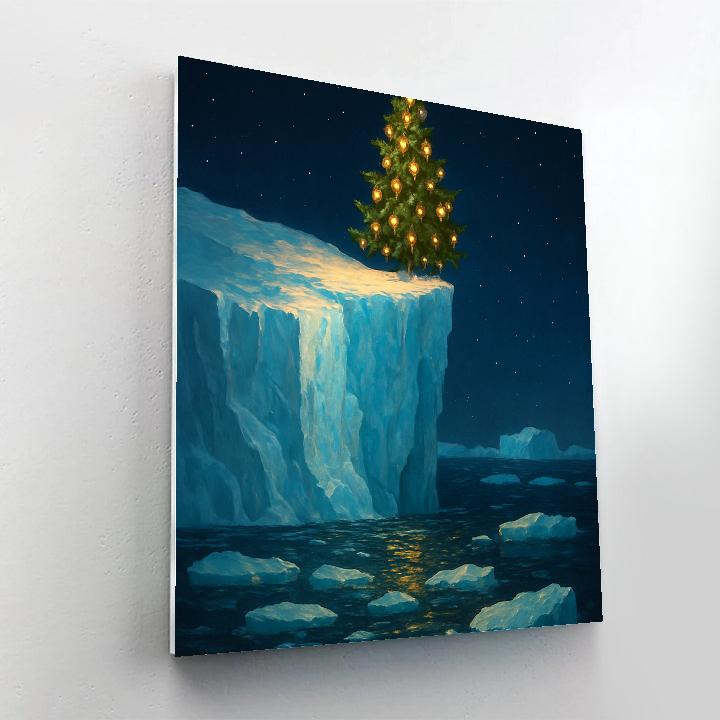 Christmas Polar Tree On Iceberg Cliff paint by color