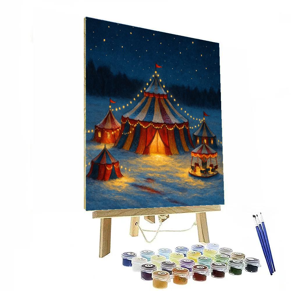 Christmas Night Circus In The Snow paint by number