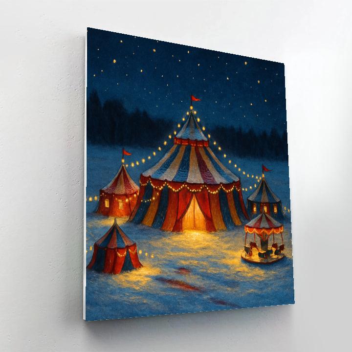 Christmas Night Circus In The Snow paint by number