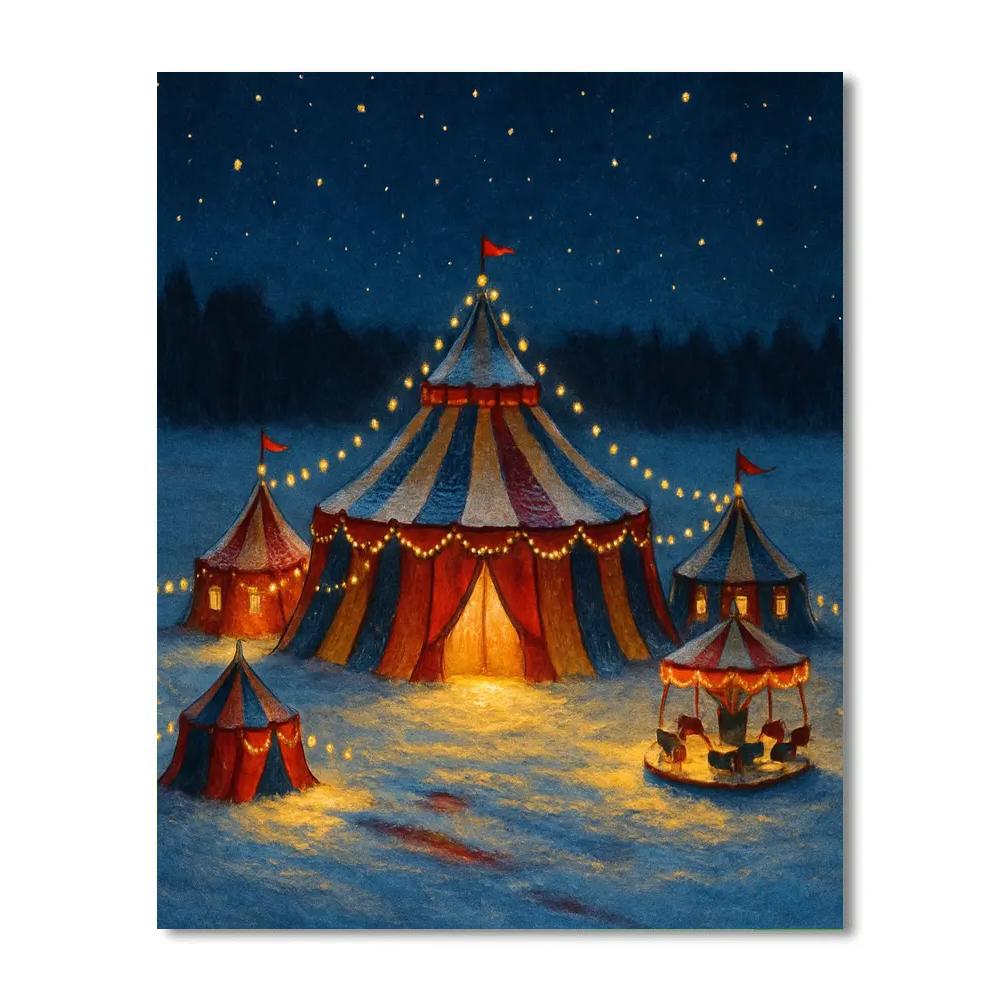 Christmas Night Circus In The Snow paint by number