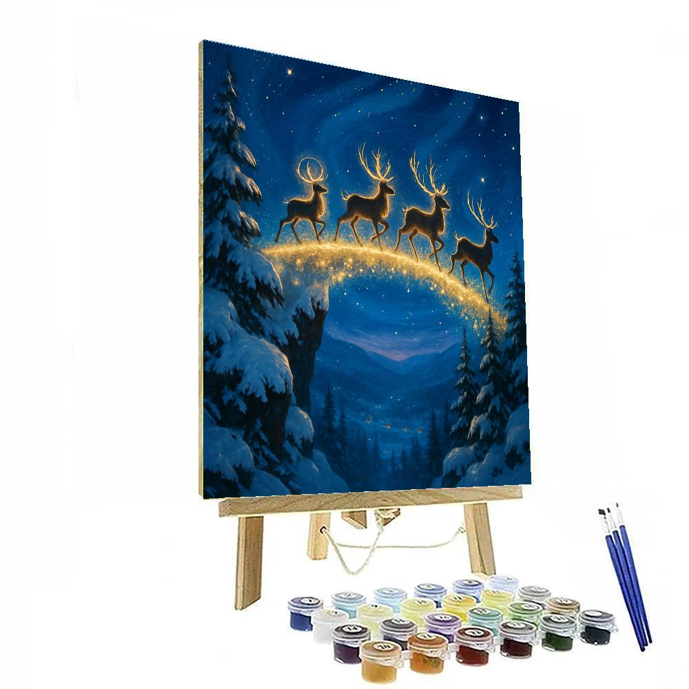 Christmas Reindeer Crossing Star Bridge paint by number