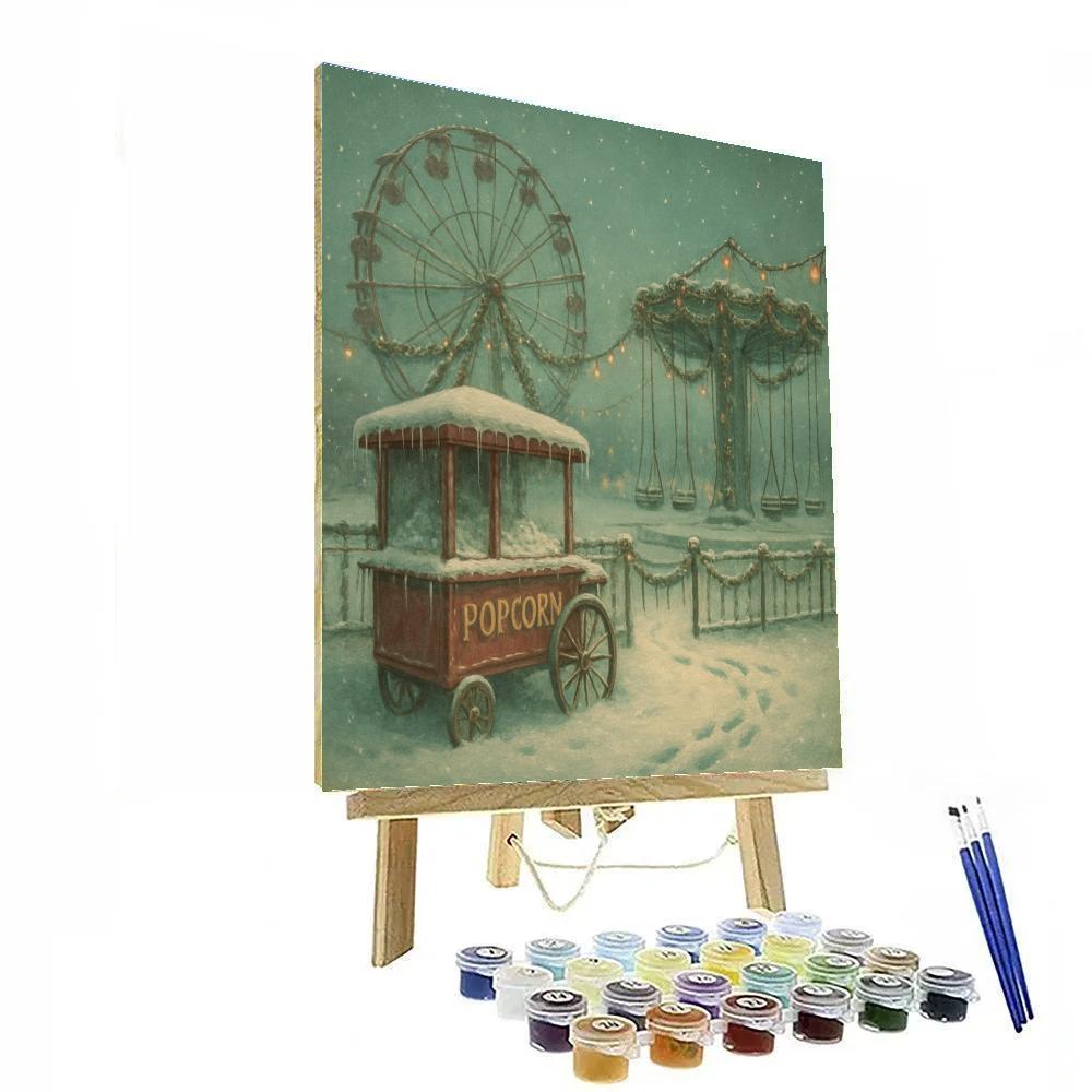 Christmas Night At The Icebound Fairground Painting by numbers kit