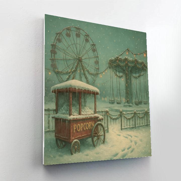 Christmas Night At The Icebound Fairground Painting by numbers kit