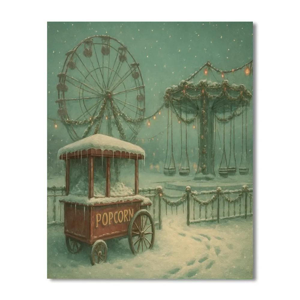 Christmas Night At The Icebound Fairground Painting by numbers kit