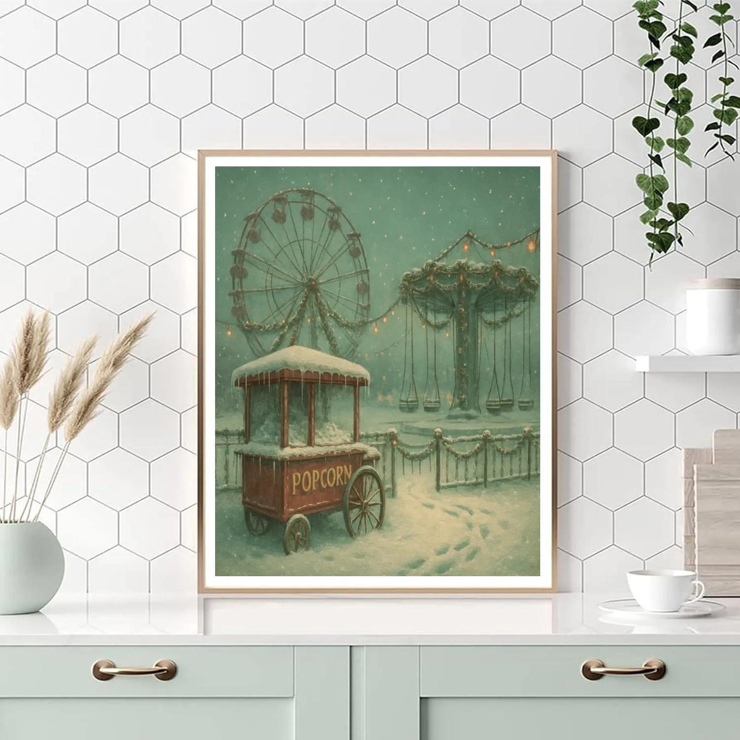 Christmas Night At The Icebound Fairground Painting by numbers kit
