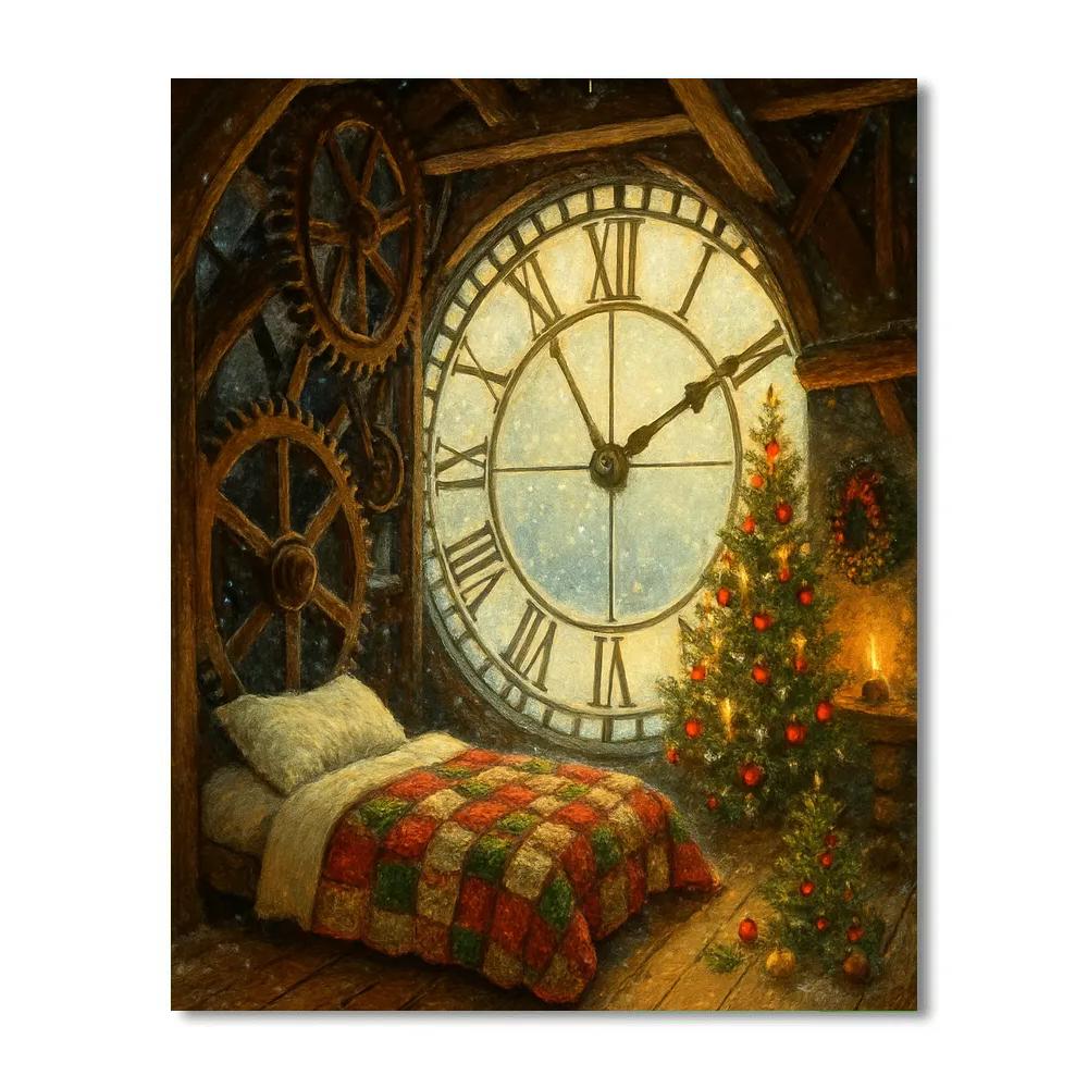 Christmas Night In The Clocktower Loft Painting by numbers kit