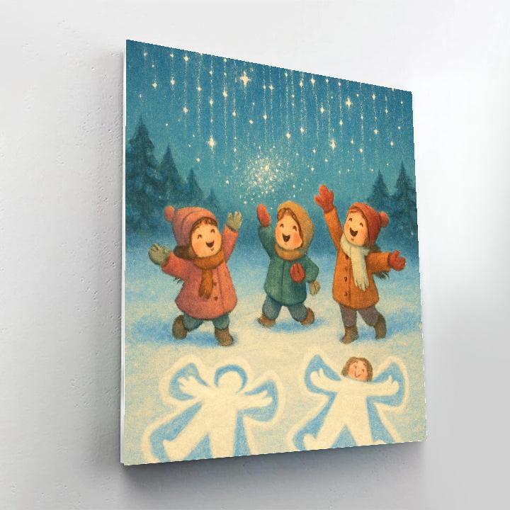 Christmas Snow Angels Under Star Curtain Number painting