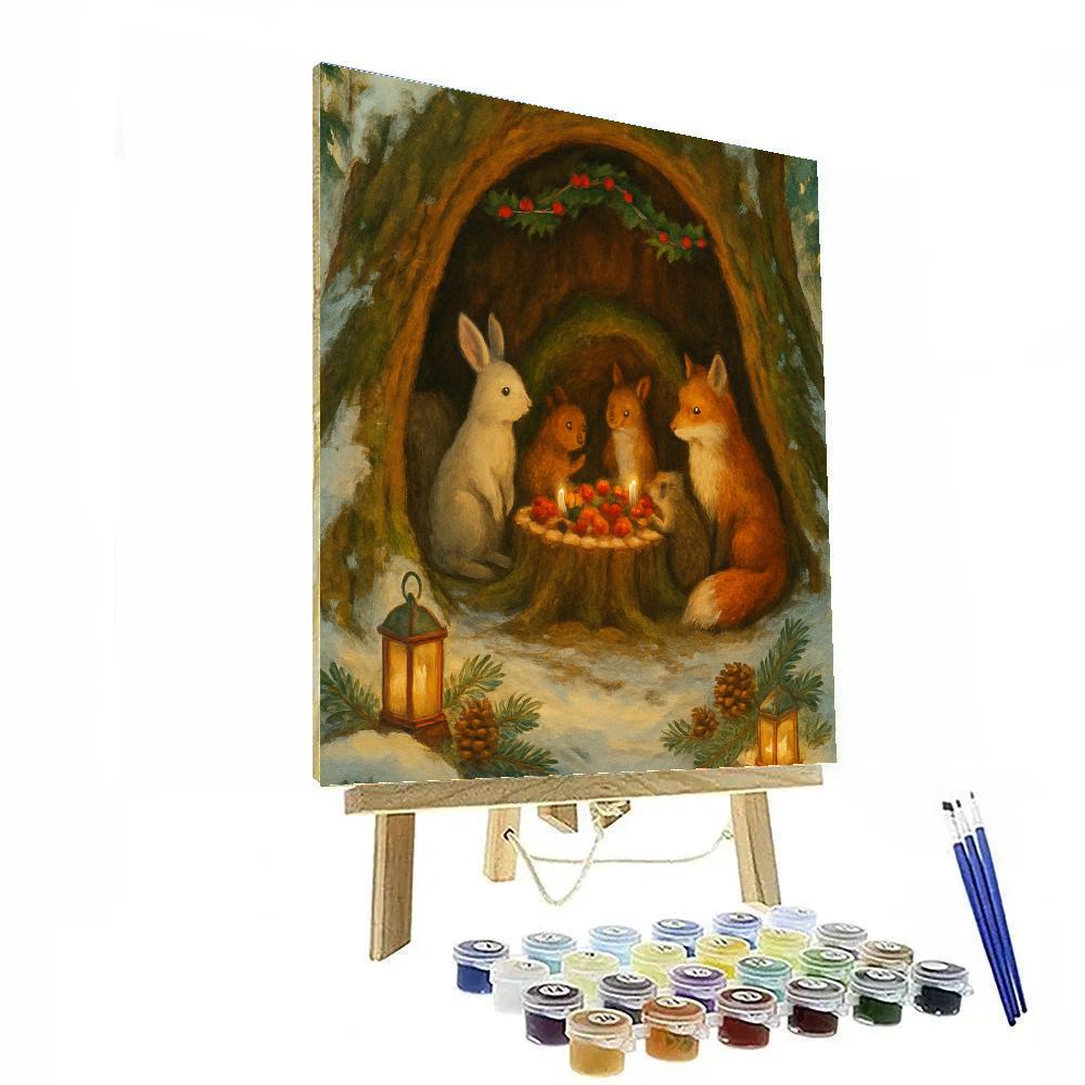 Christmas Feast In The Tree Hollow painting number kit