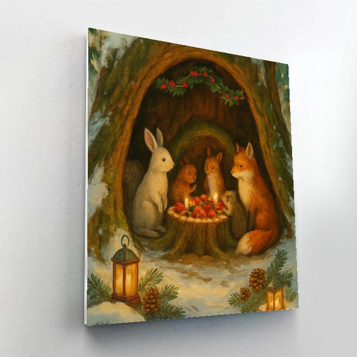 Christmas Feast In The Tree Hollow painting number kit