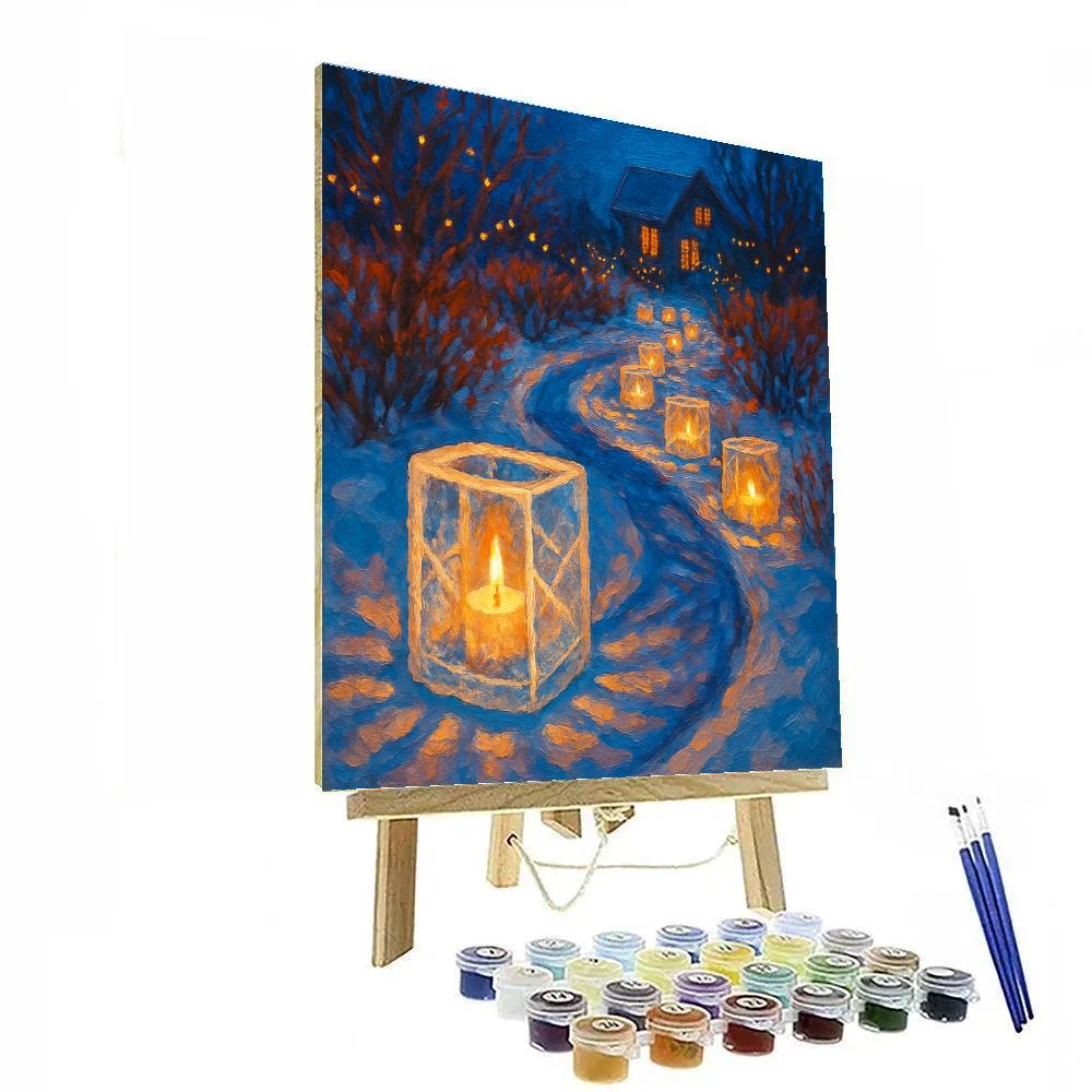 Christmas Ice Lantern Garden Path Paint by numbers art