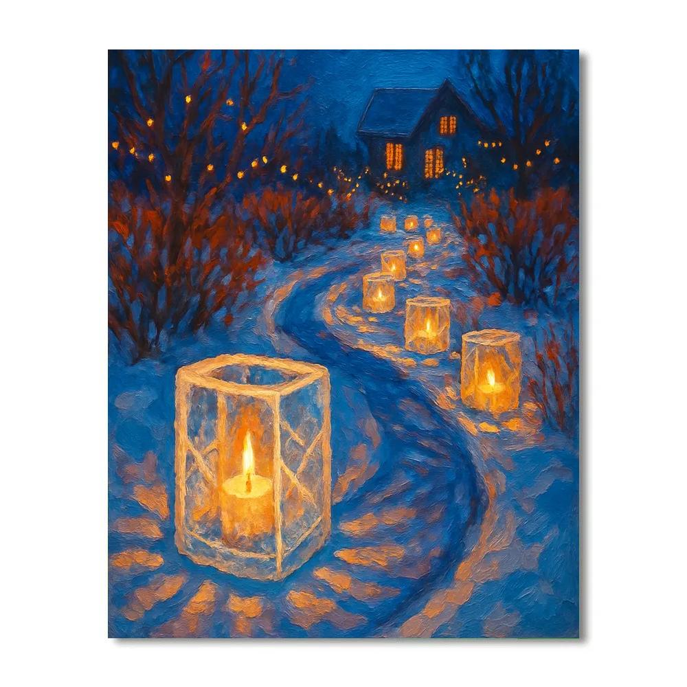 Christmas Ice Lantern Garden Path Paint by numbers art