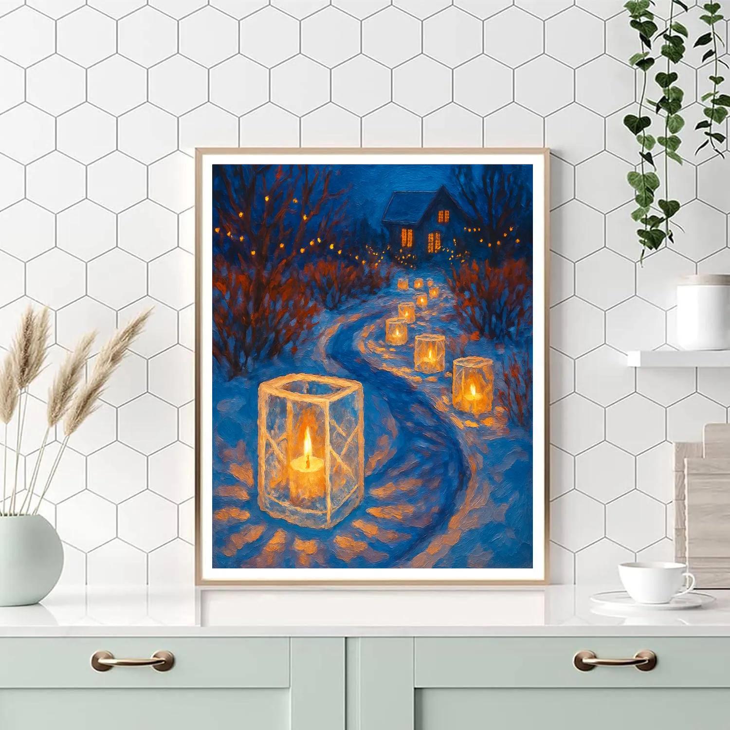 Christmas Ice Lantern Garden Path Paint by numbers art