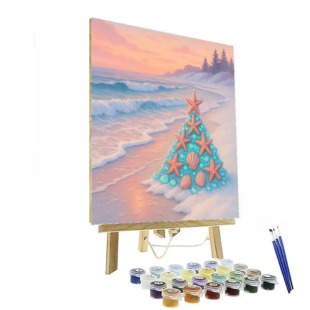Christmas Starfish On Snowy Beach Paint by numbers kits
