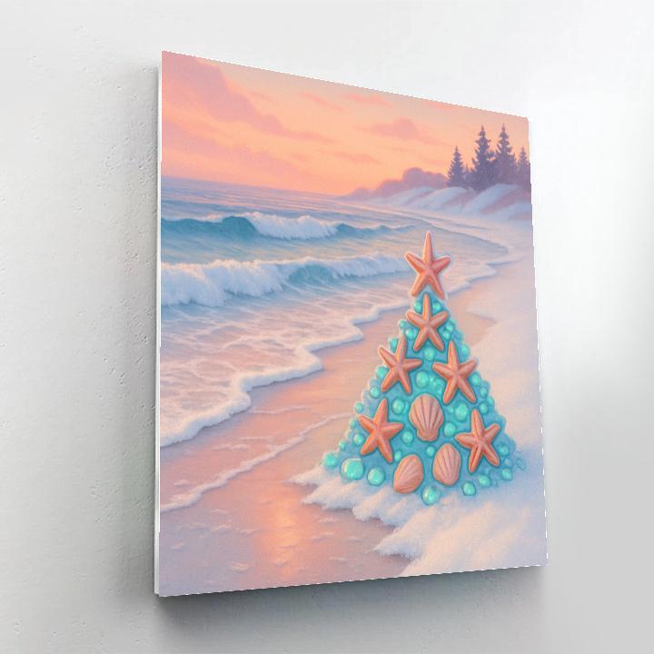 Christmas Starfish On Snowy Beach Paint by numbers kits