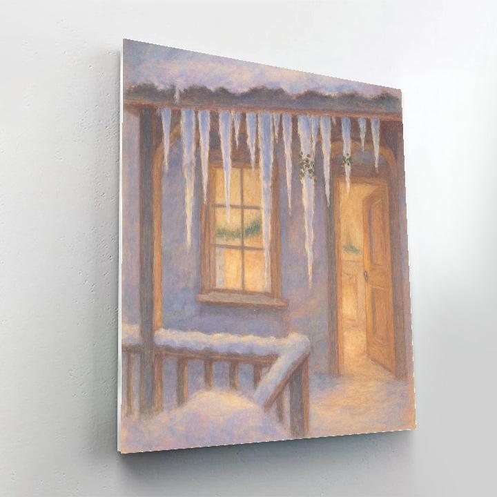 Christmas Icicle Chimes On Cottage Porch paint by number
