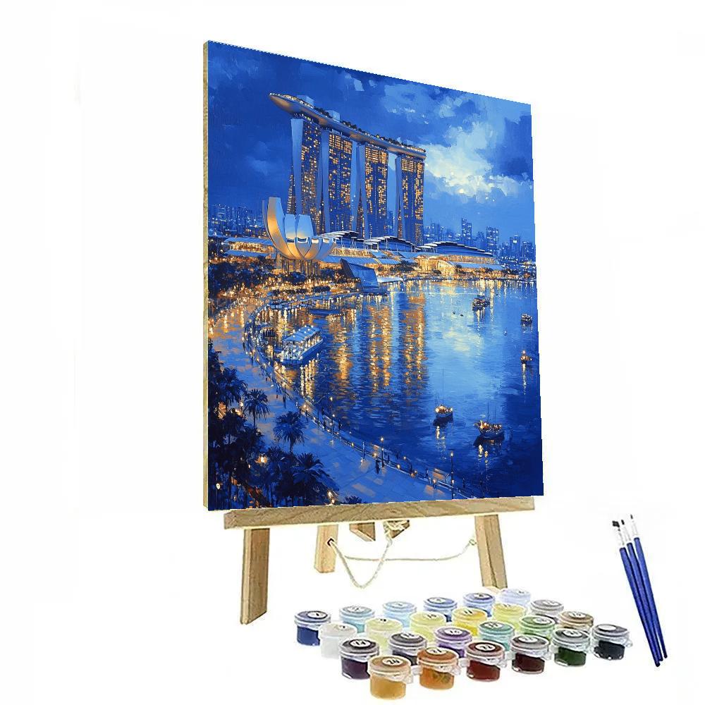 Night Skyline At Marina Bay Sands Singapore Paint by numbers art