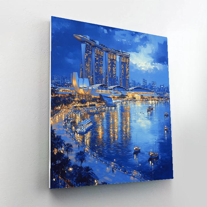 Night Skyline At Marina Bay Sands Singapore Paint by numbers art