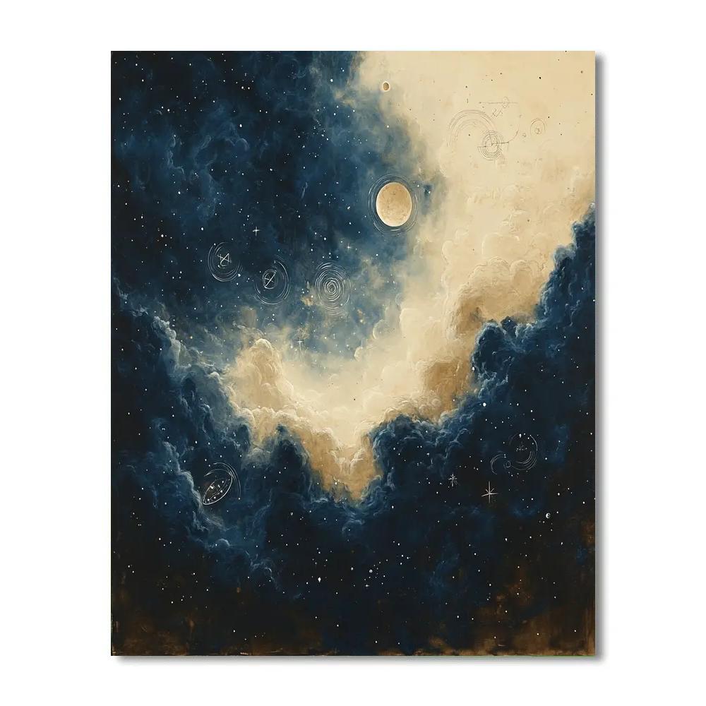 Leonardo Da Vinci Inspired Celestial Tidal Currents paint by number