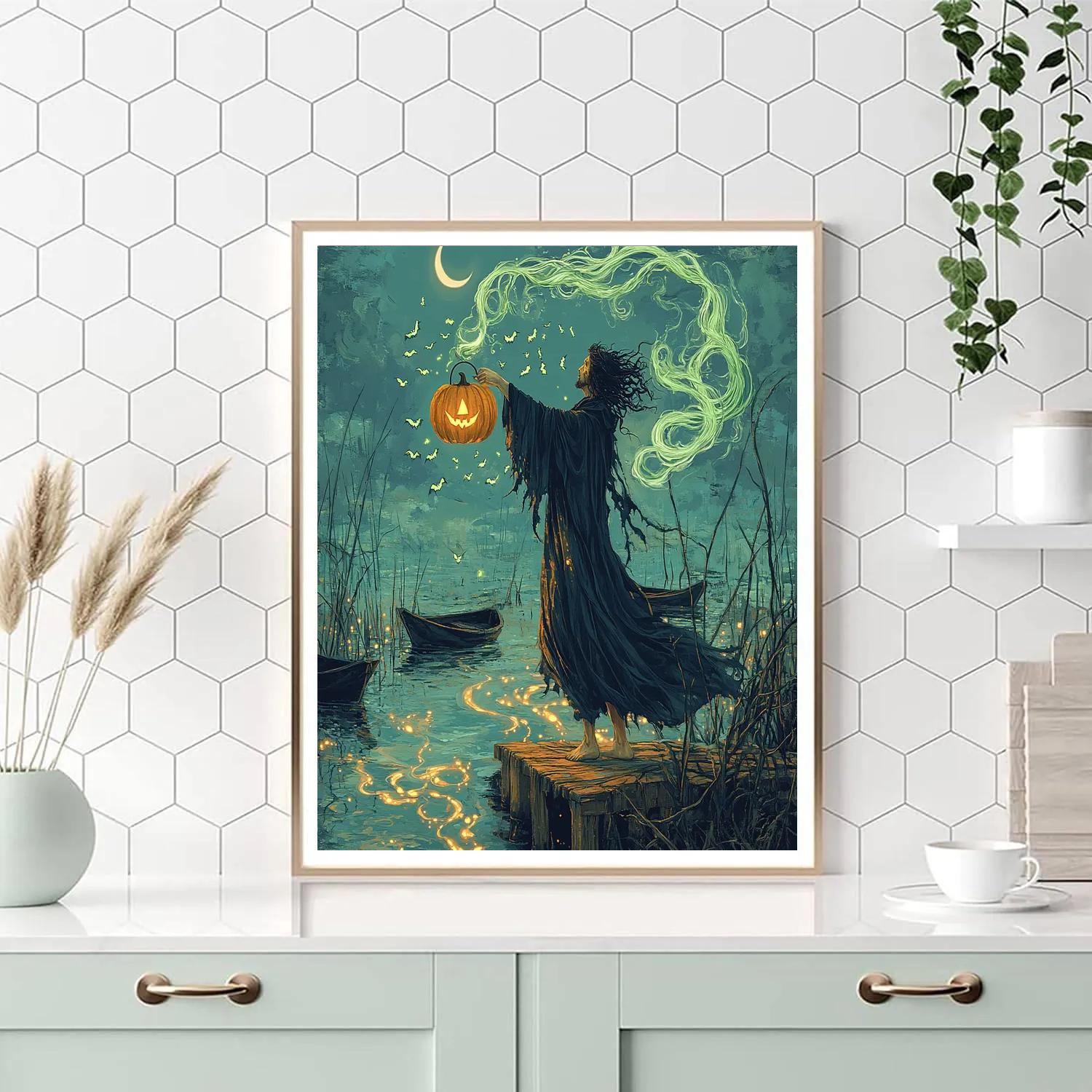 Lantern Keeper Of The Spooky Hollow Marsh Paint by numbers kits