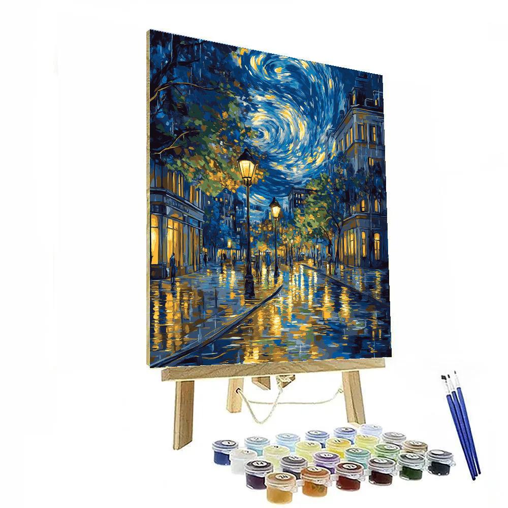 Van Gogh Inspired Starry Citylights Boulevard Painting by numbers kit